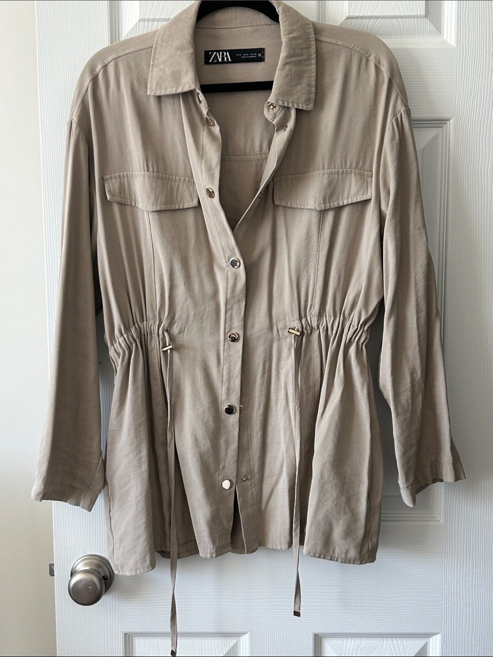 Zara Taupe Drawstring Utility Jacket